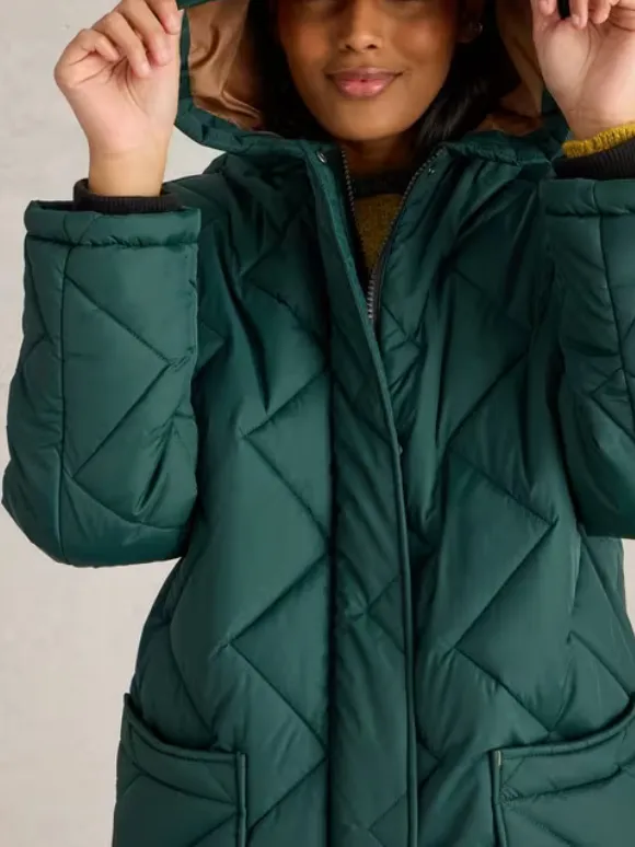 Sloane Quilted Coat In Dark Green