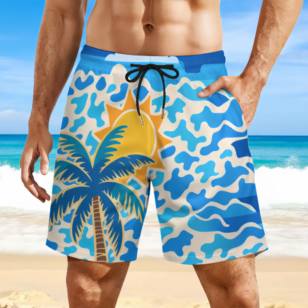 Coconut Tree Summer Sports Beach Shorts By The Sea