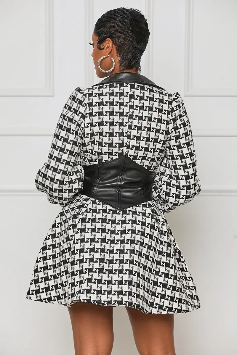 Cutting Edge Houndstooth Dress (Black Multi)- FINAL SALE