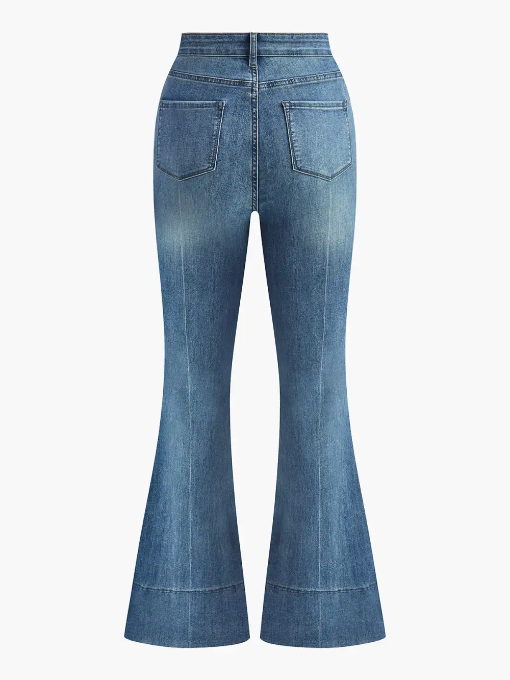 Washed Mid-Waist Flared Jeans