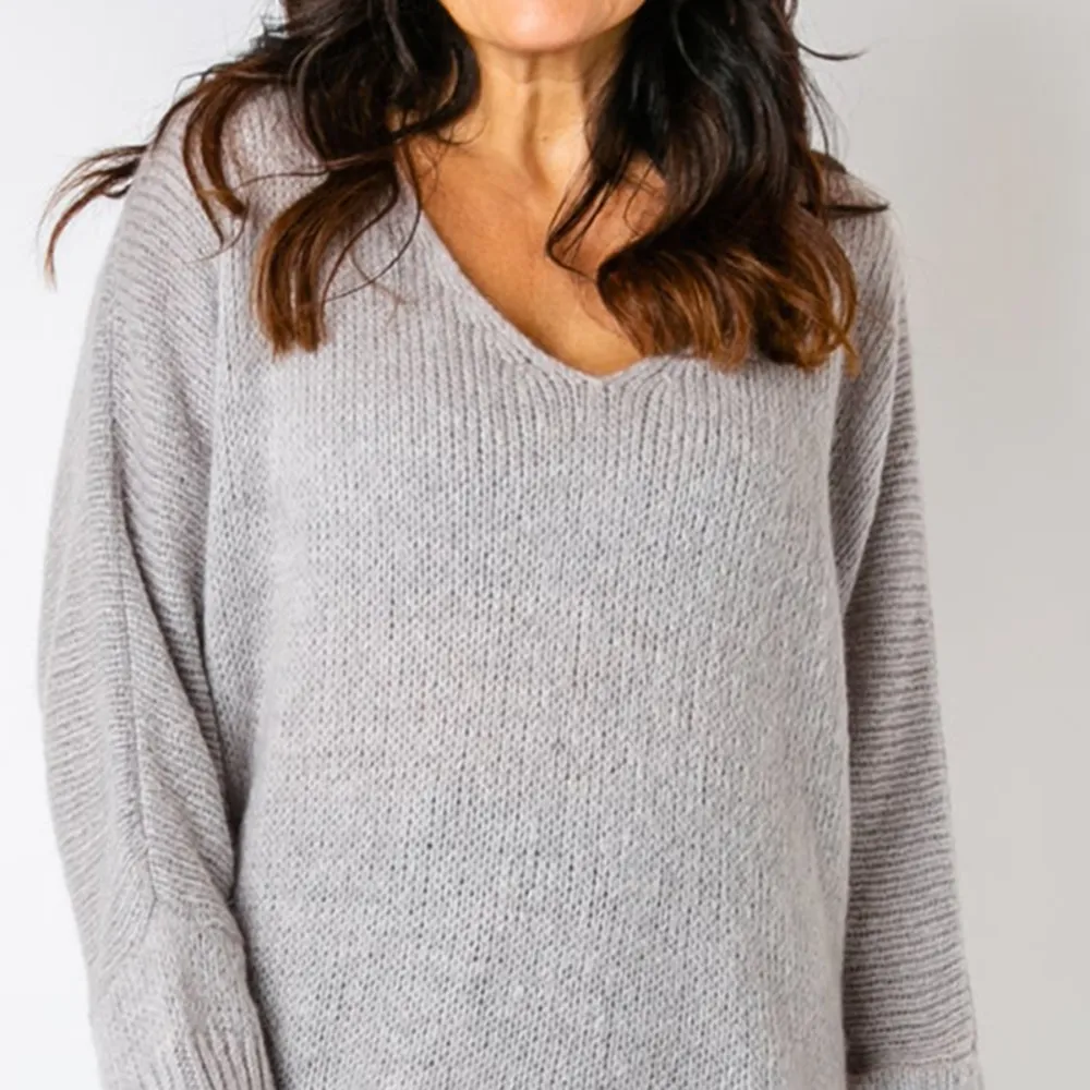 Light Grey V-Neck Jumper