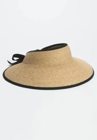 Raffia visor with foldable ties