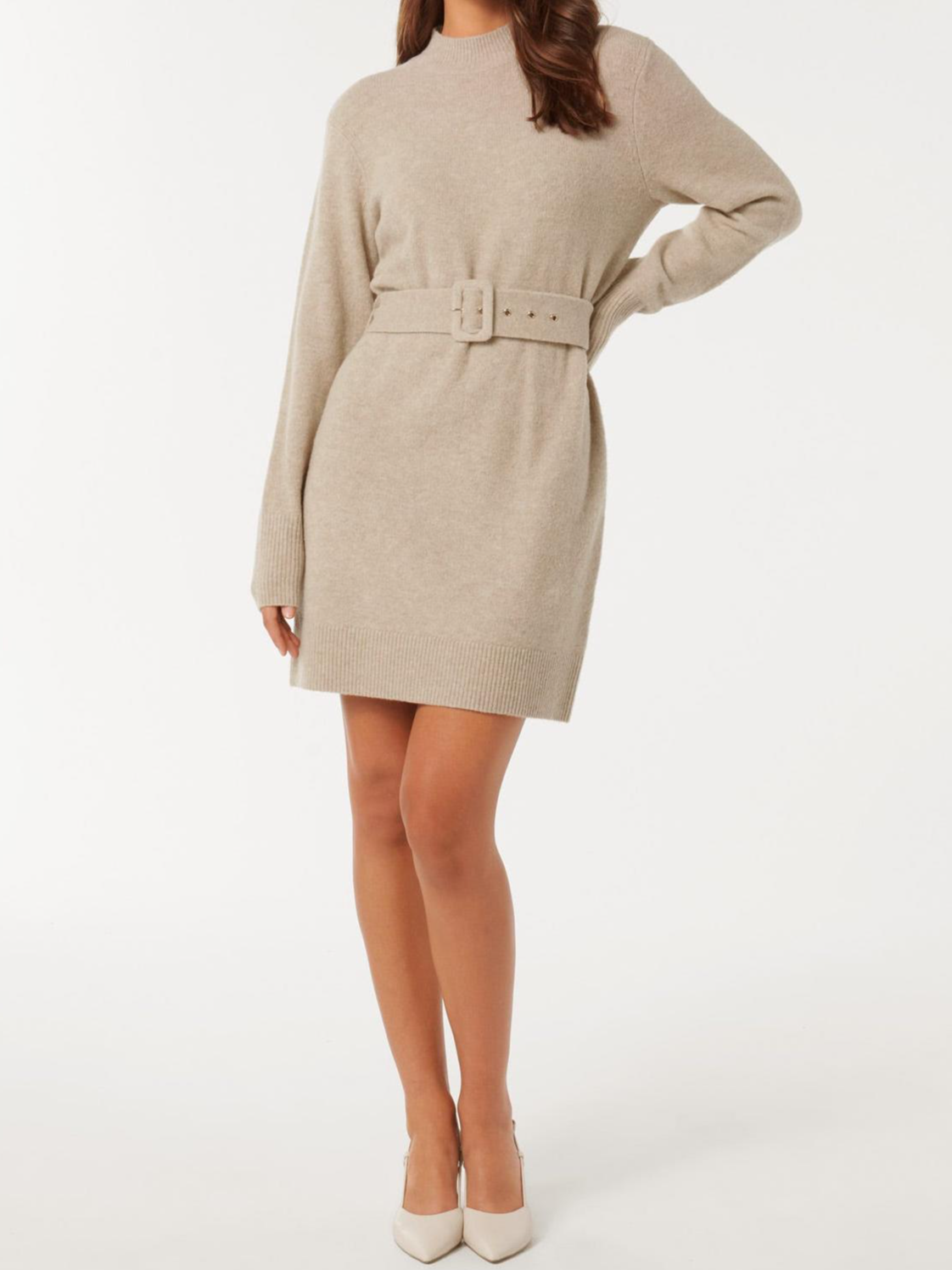 Astrid Belted Mini Knit Dress