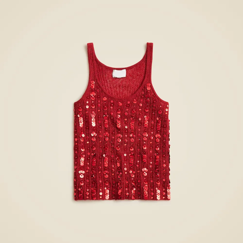 embellished pointelle sweater-tank