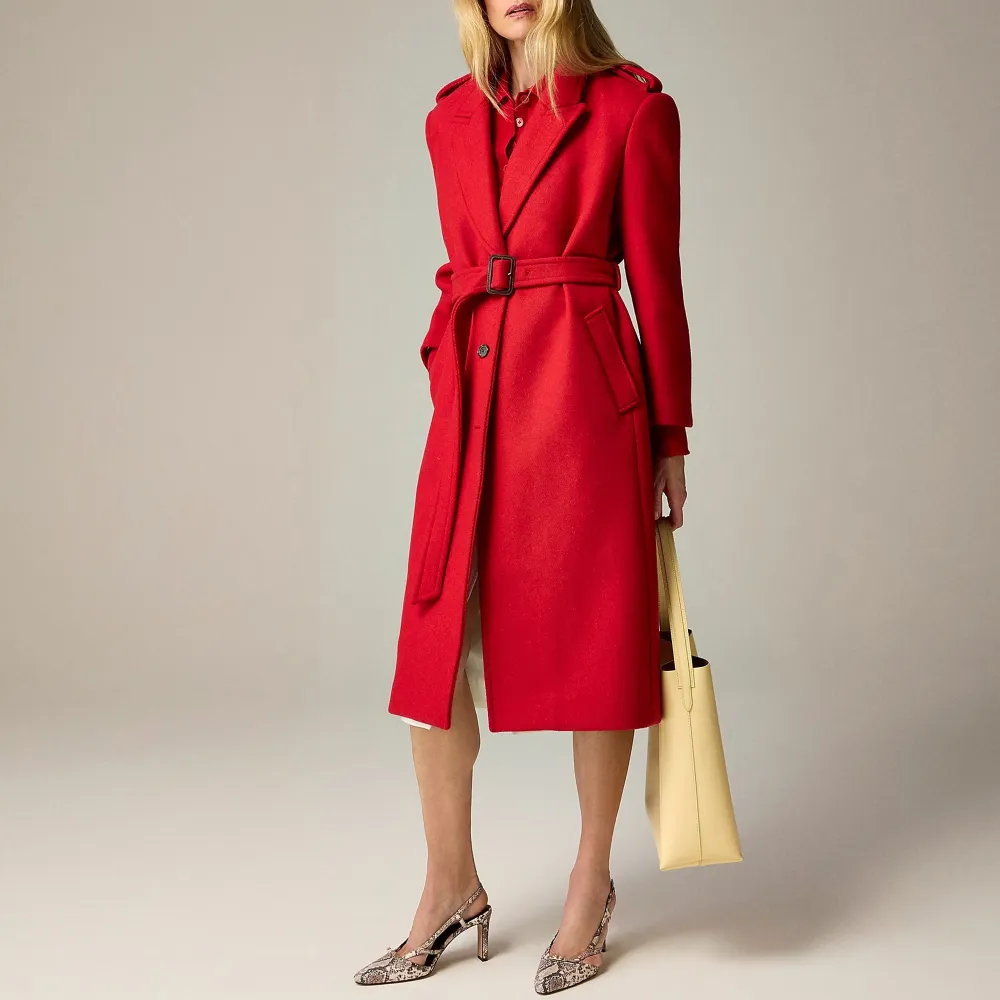 Wrap trench coat  double-faced wool blend