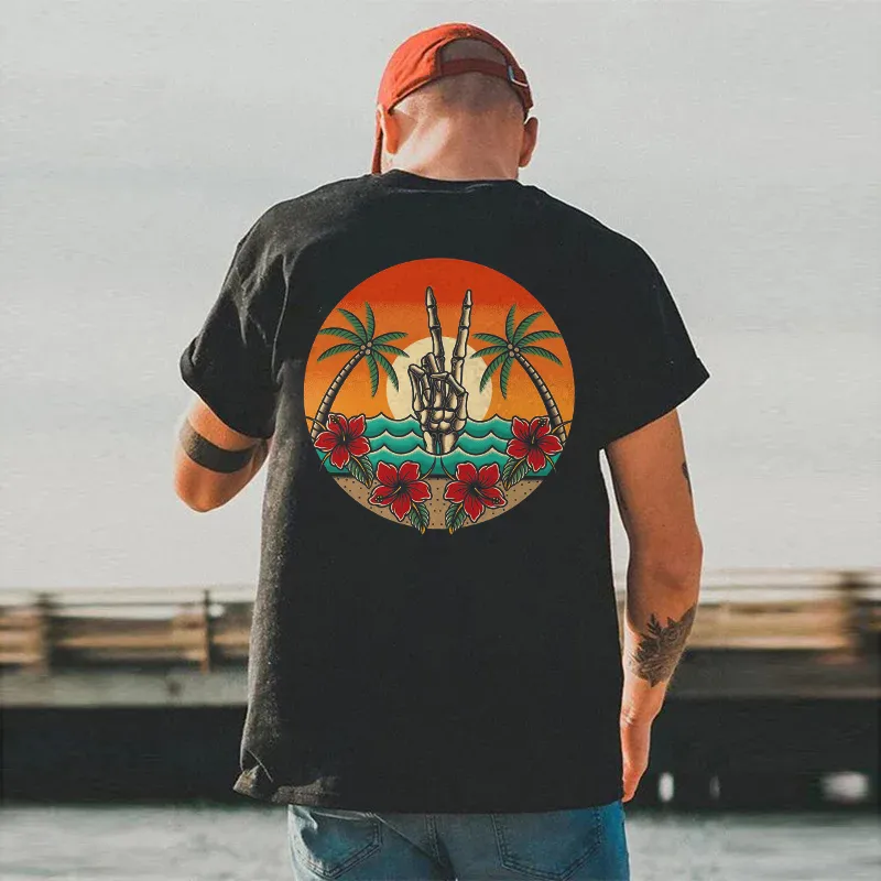 Coconut Skull Island Print Men's T-shirt