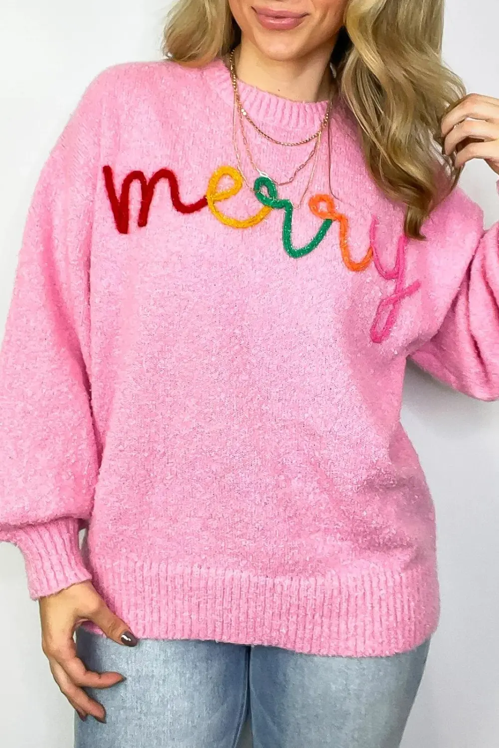 Merry Embroidred Knit Sweater