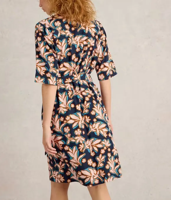 Ash Shift Dress In Navy Print