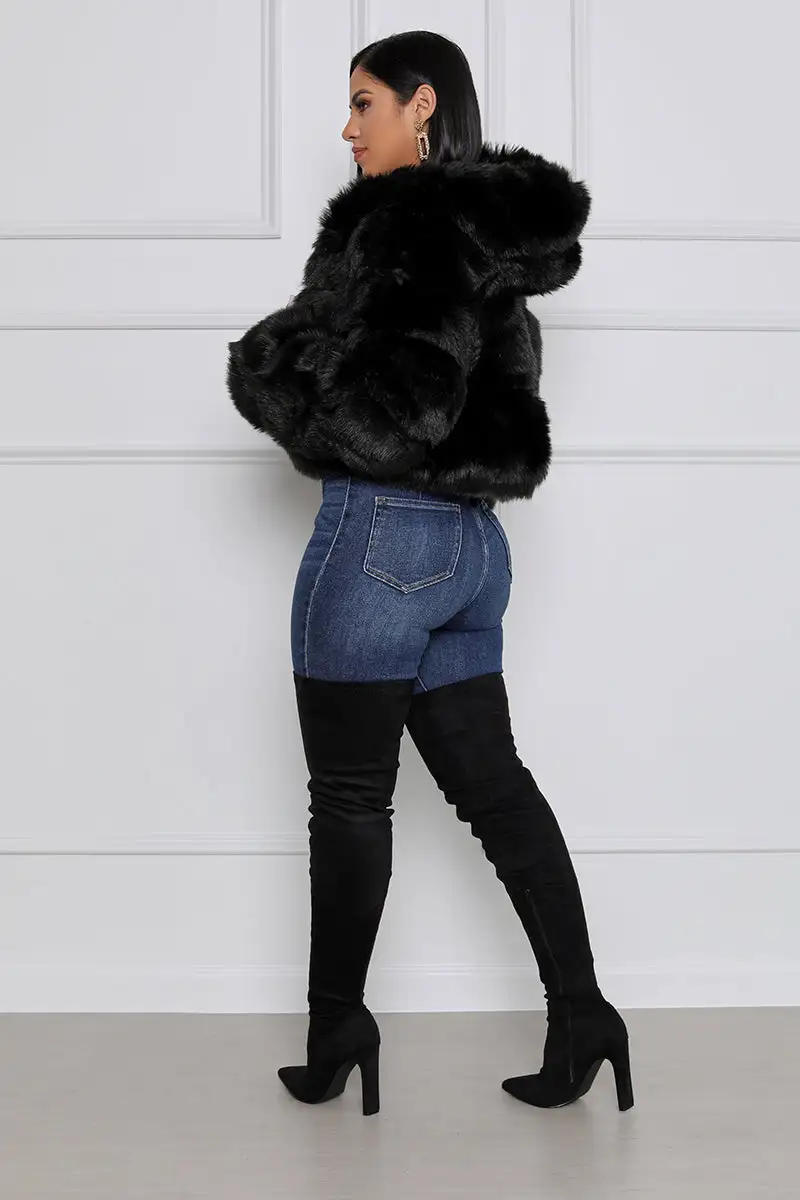 Feel Some Type of Way Faux Fur Crop Coat (Black)
