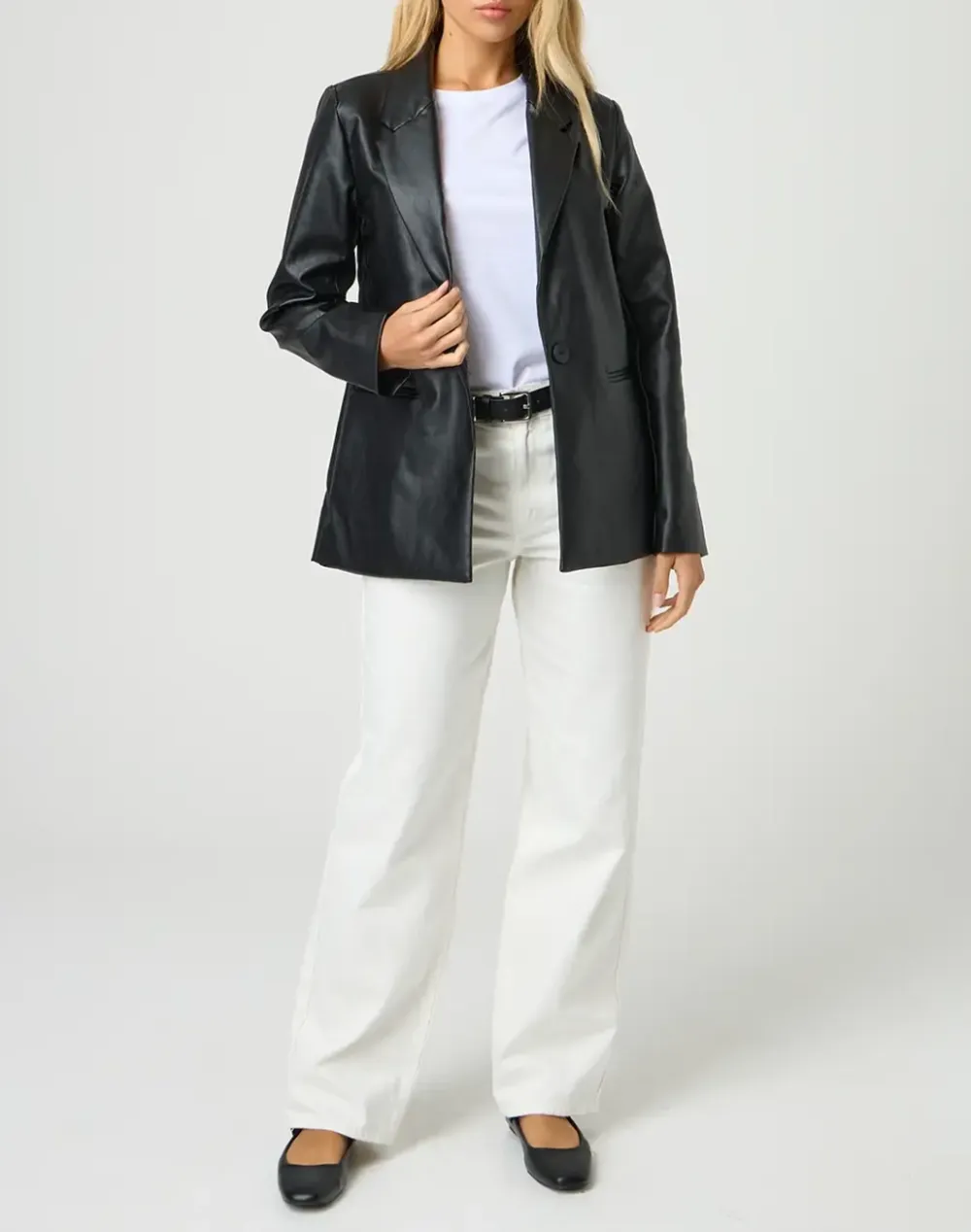 Faux Leather Blazer