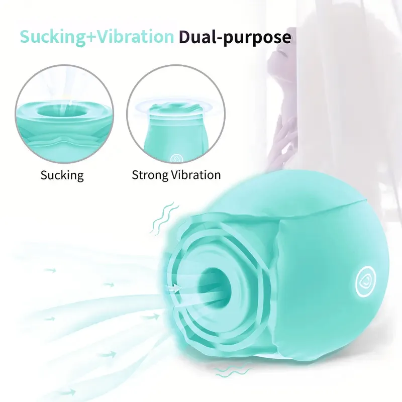 Light Green Rose Toy Vibrator Classic Sucking Vibrator 10 Frequency