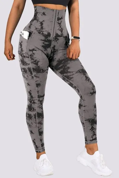 Tie Dye Pocket Side Cincher Sports Leggings