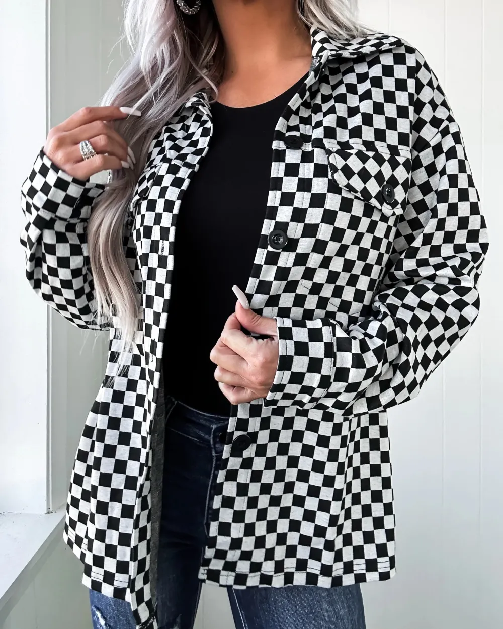 Modern Classic Checkered Jacket - Black