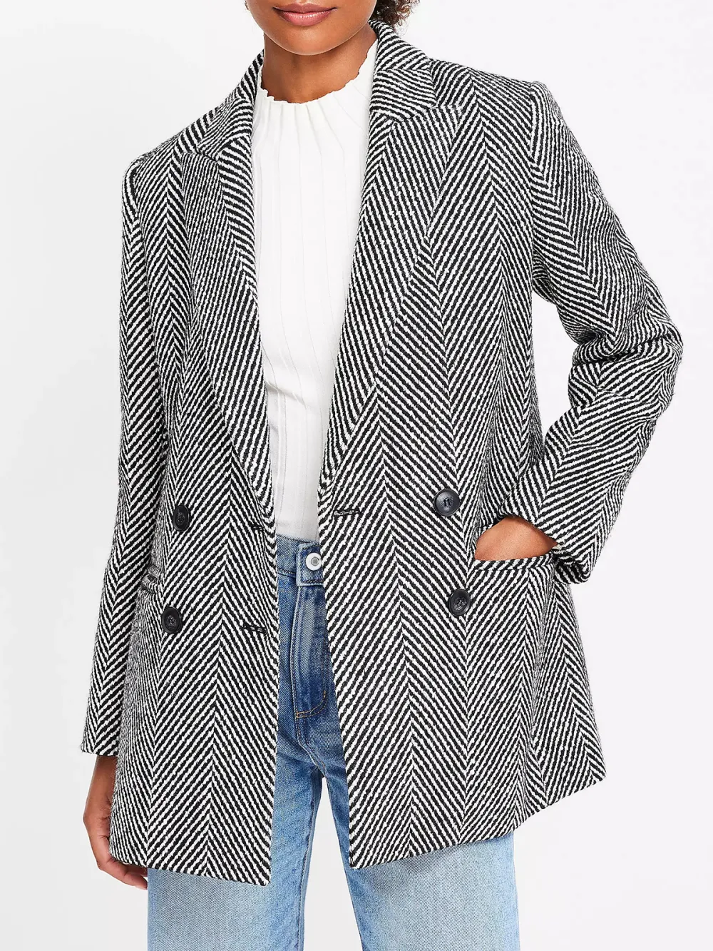 Herringbone Oversized Double Breasted Blazer