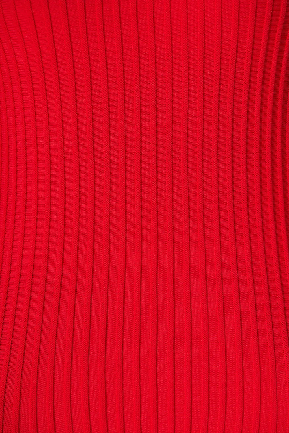 Red Ribbed Short Sleeve V Neck Knit Top