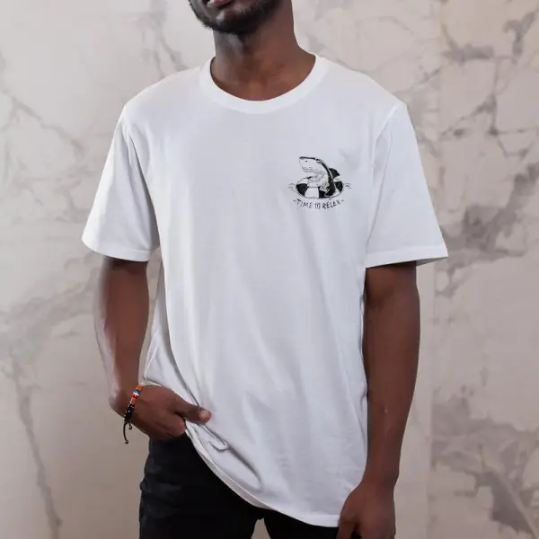 Time To Relax Printed Shark T-shirt