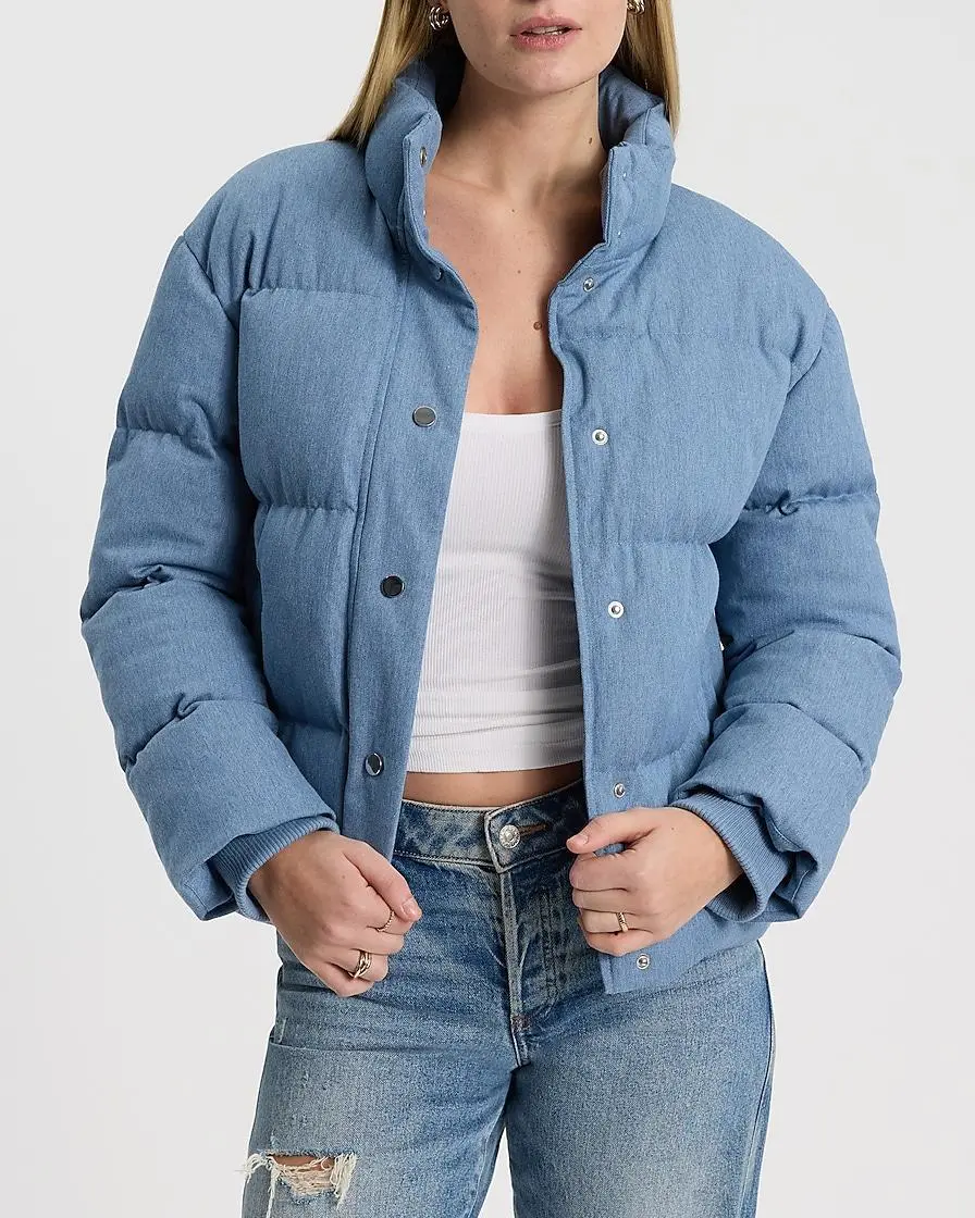 Denim Puffer Coat