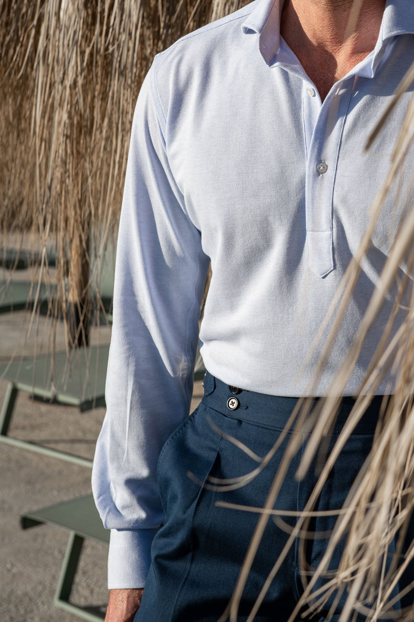 Light Blue Jersey Popover Shirt