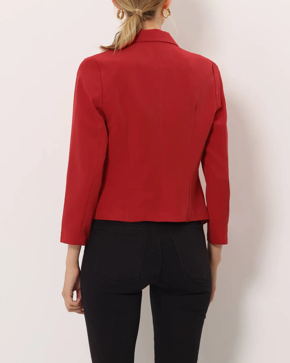 Allegra K- Open Front Crop Suit Blazer Jacket