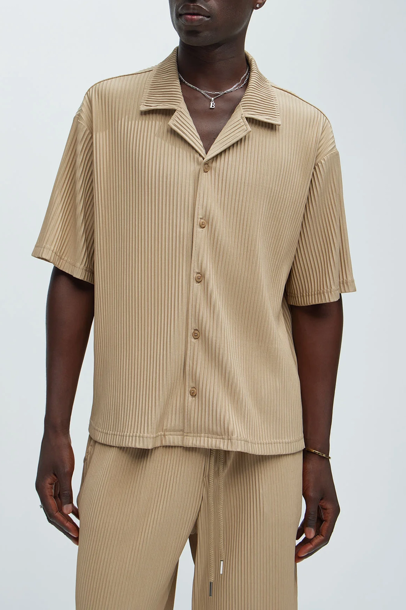 Regular Potential Pleated Shirt - Tan