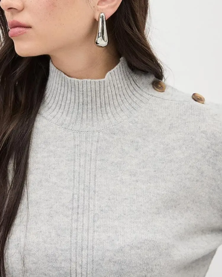 Long-Sleeve Mock-Neck Merino Sweater