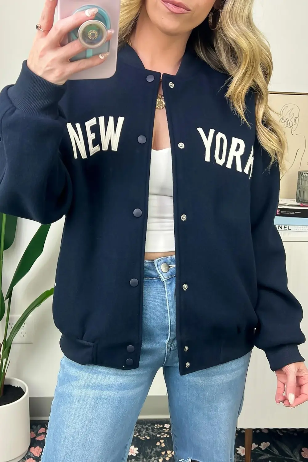 New York Button Up Varsity Jacket