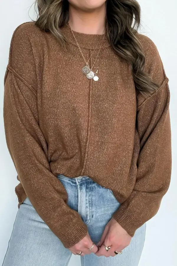 Cozy Midnights Oversized Round Neck Sweater