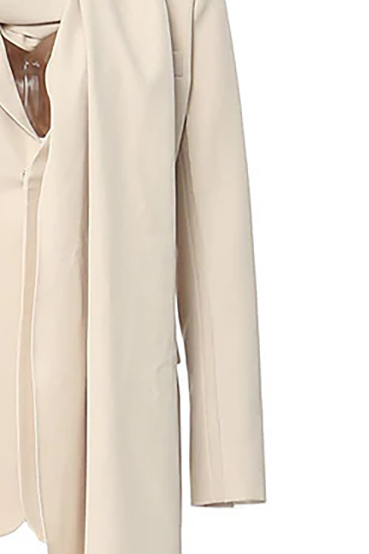 Minimalist Notched Lapel Long Sleeve Cinched Waist Scarf Blazer