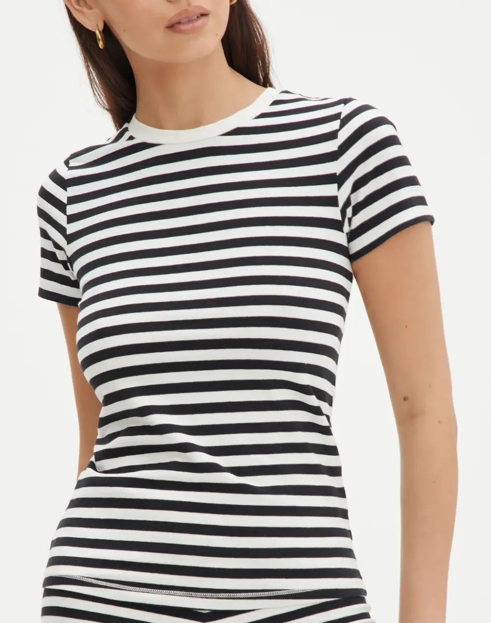 Stripe Cotton Fitted Tee