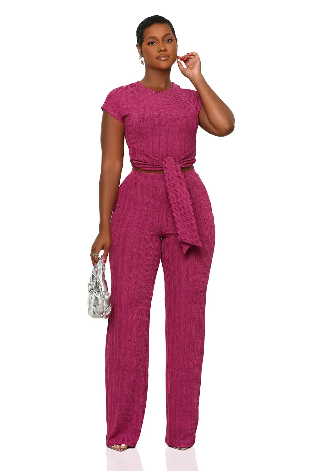 Everyday Casual Pants Set (Plum)