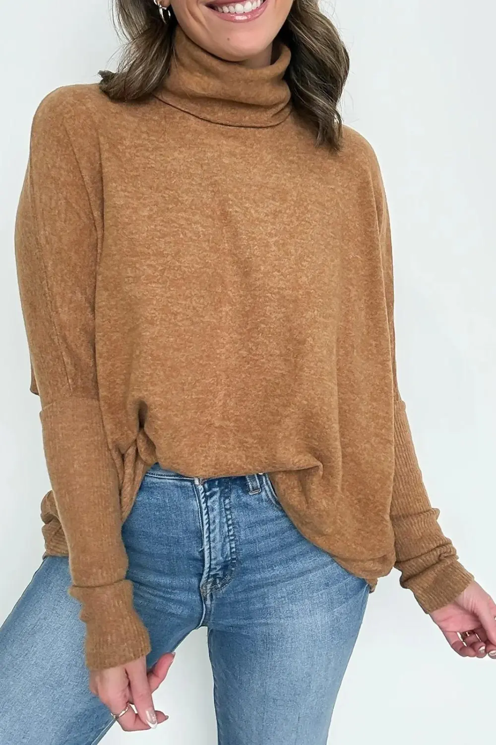 Turtleneck Melange Knit Sweater