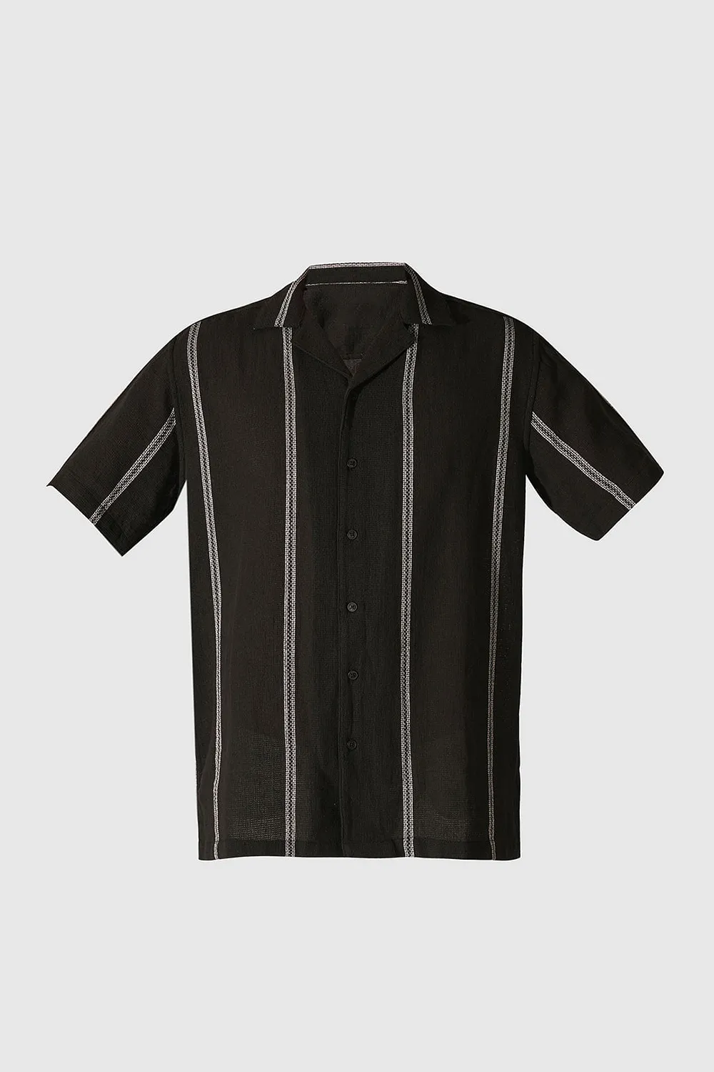 Black Textured Cotton Shirt