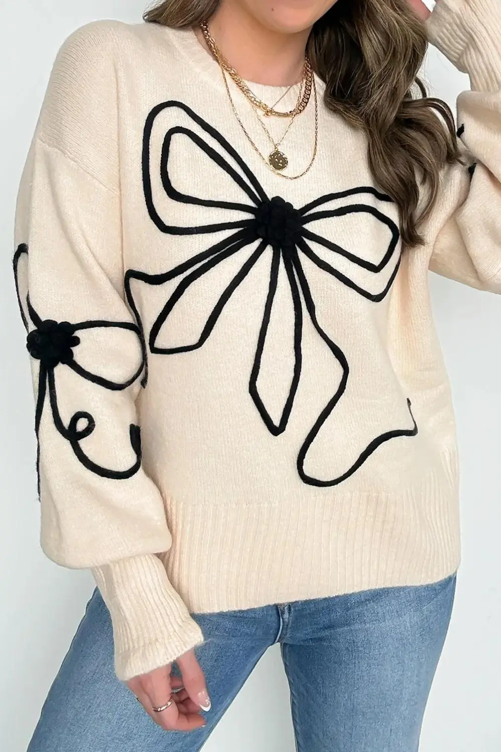 Favorite Option Bow Embroidered Sweater