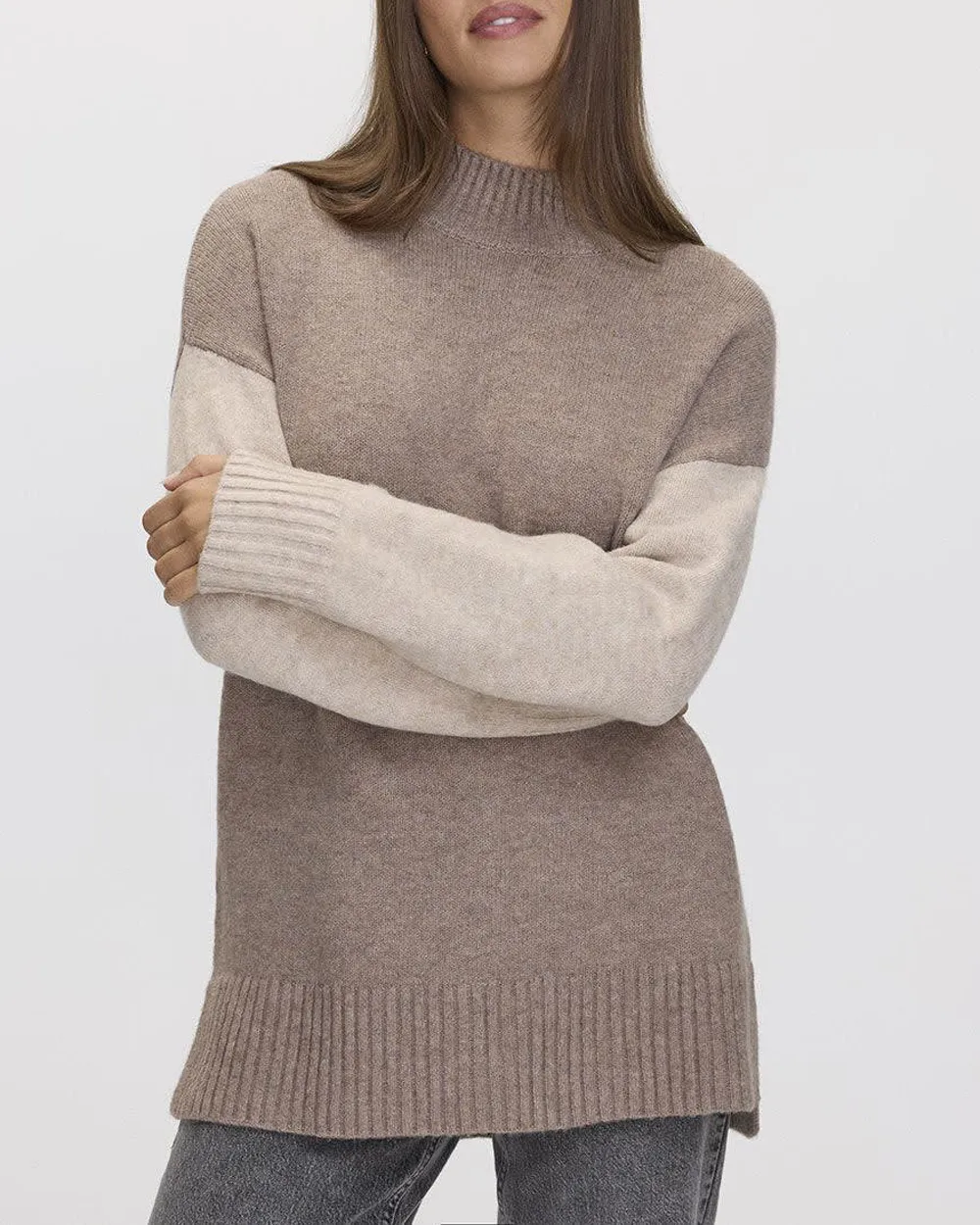 Long-Sleeve Mock-Neck PlushSoft Loose Tunic