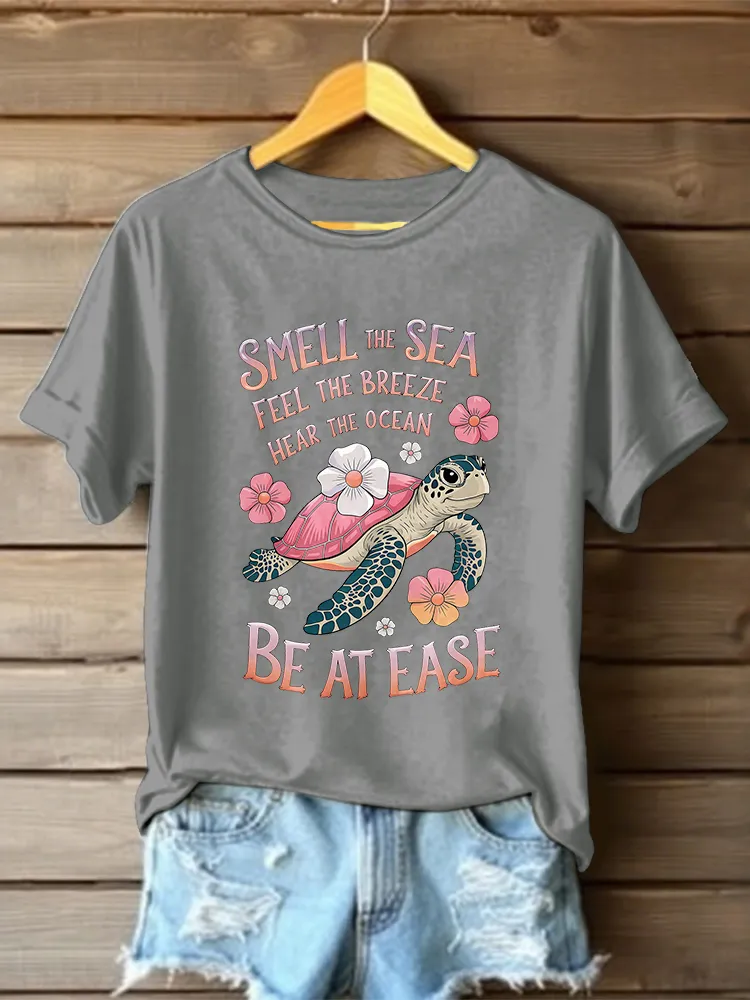 Women's Smell The Sea Feel The Breeze Hear The Ocean Be At Ease T-Shirt