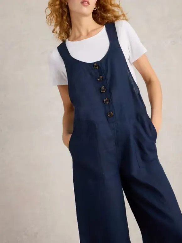 Square Neck Viola Linen Dungaree