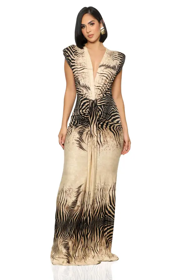 Wild Life Deep V-Cut Maxi Dress