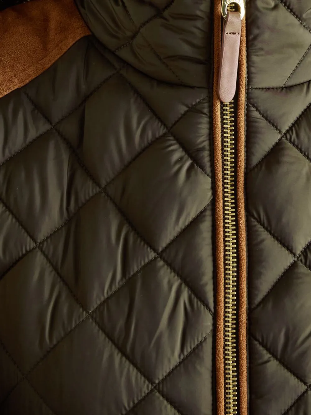 Khaki Green Showerproof Diamond Quilted Gilet