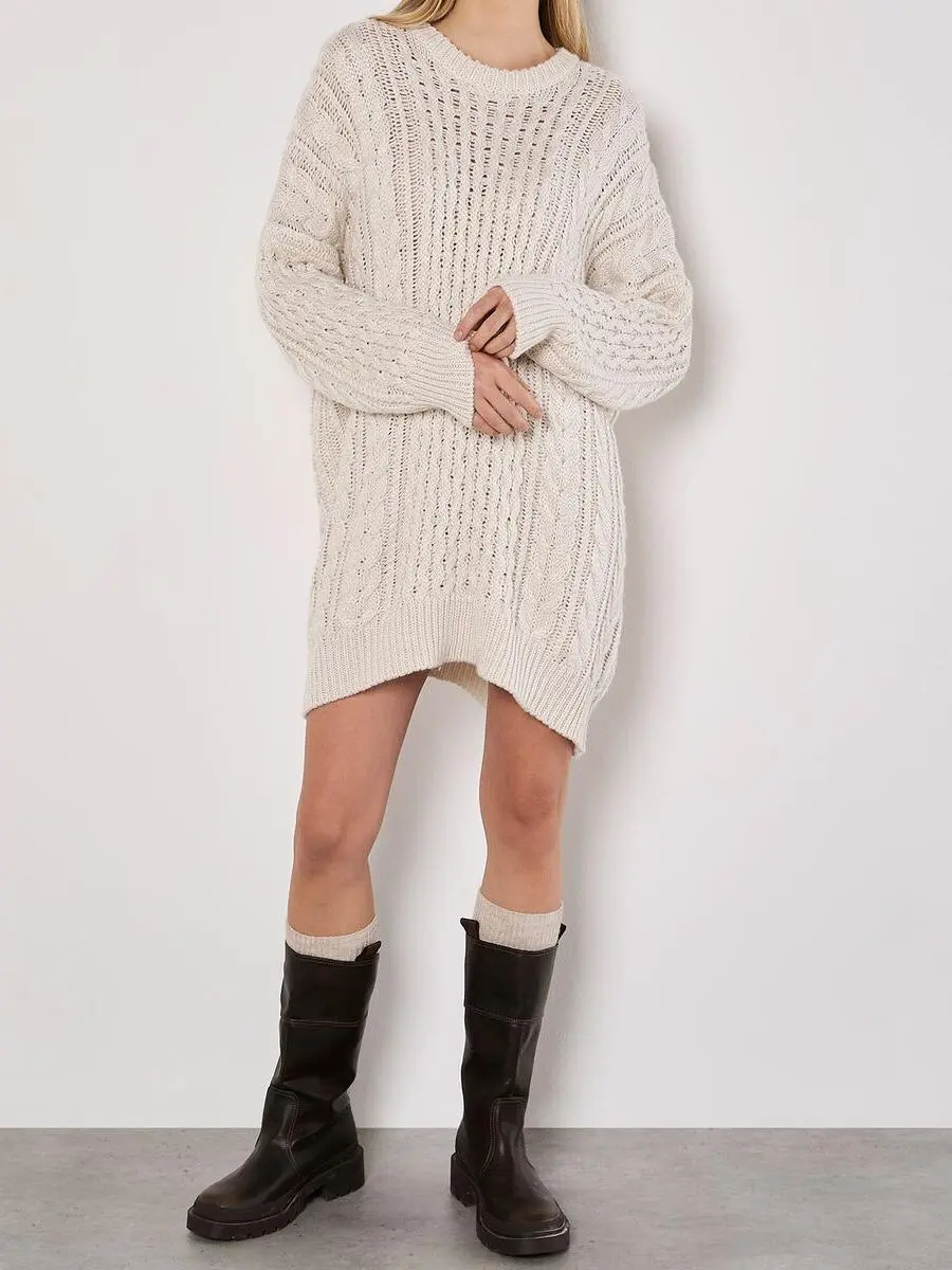 Oversized Cable Knit Jumper Mini Dress