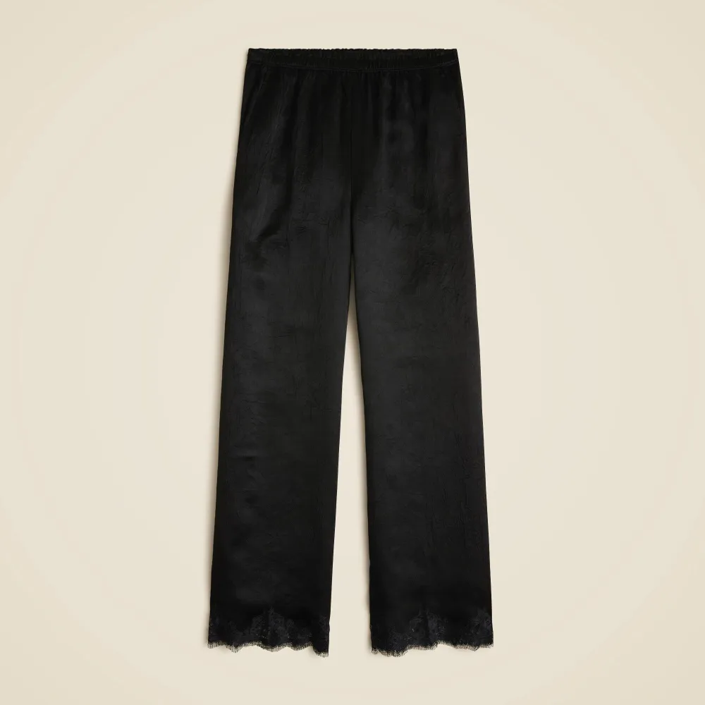 Stratus lace-trim pant in textured satin