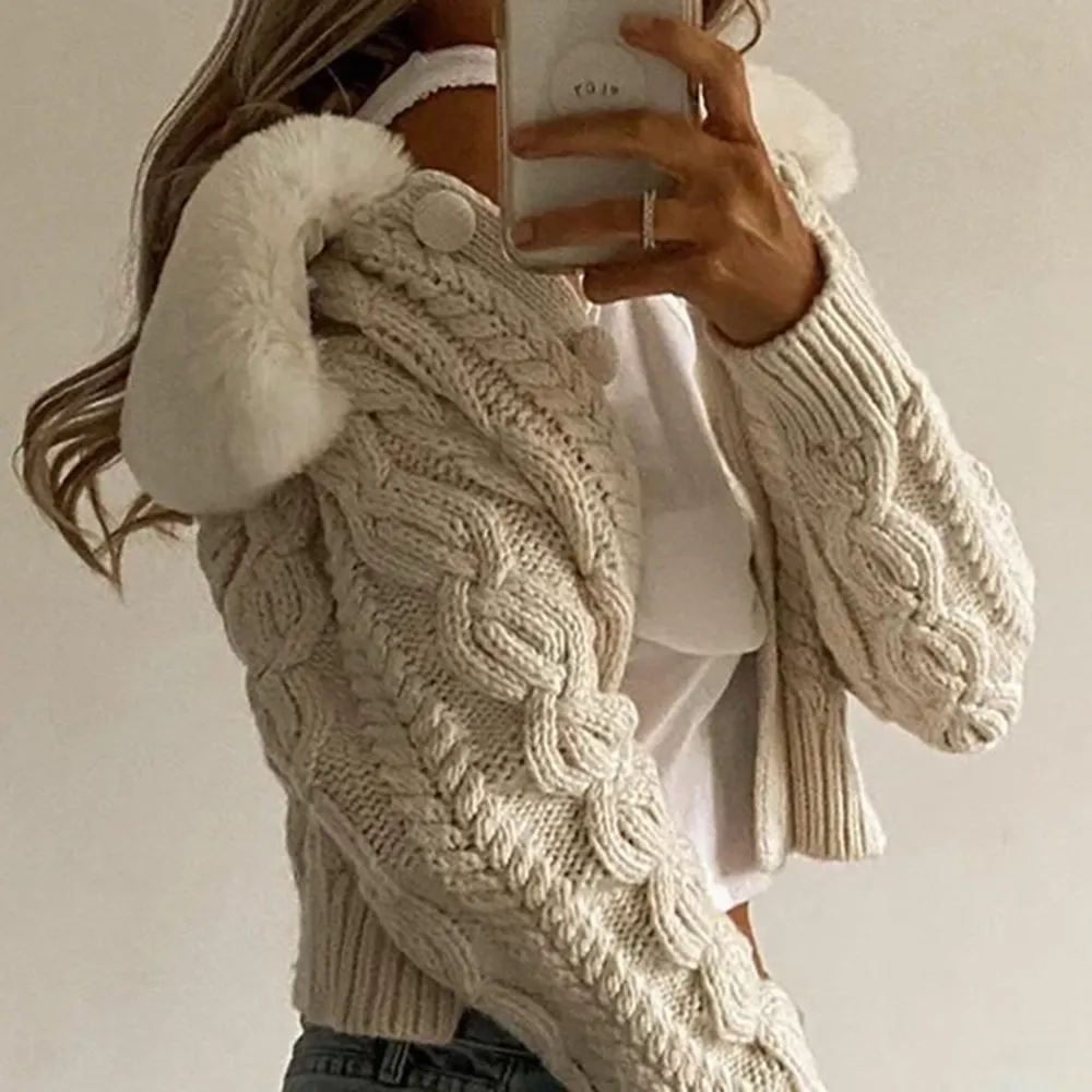 Hannie Faux Fur Knitted Cardigan