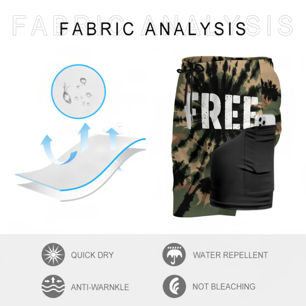 Left Mark FREE Tie-Dye Camouflage Style Sports Beach Shorts