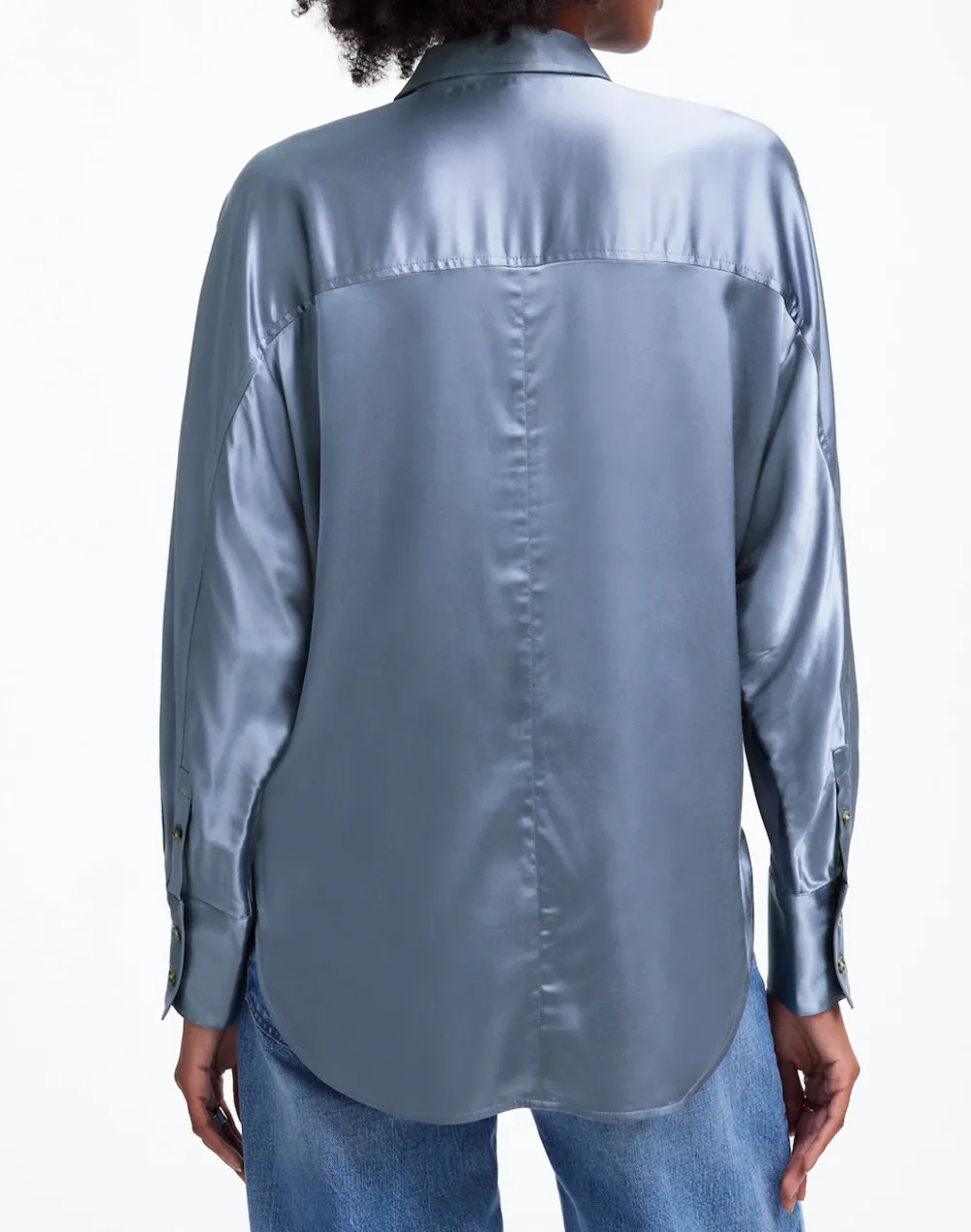 Relaxed Button-Up Shirt in Satin