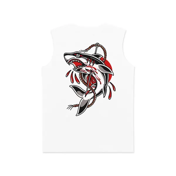 Bloody Shark Print Men's Vest