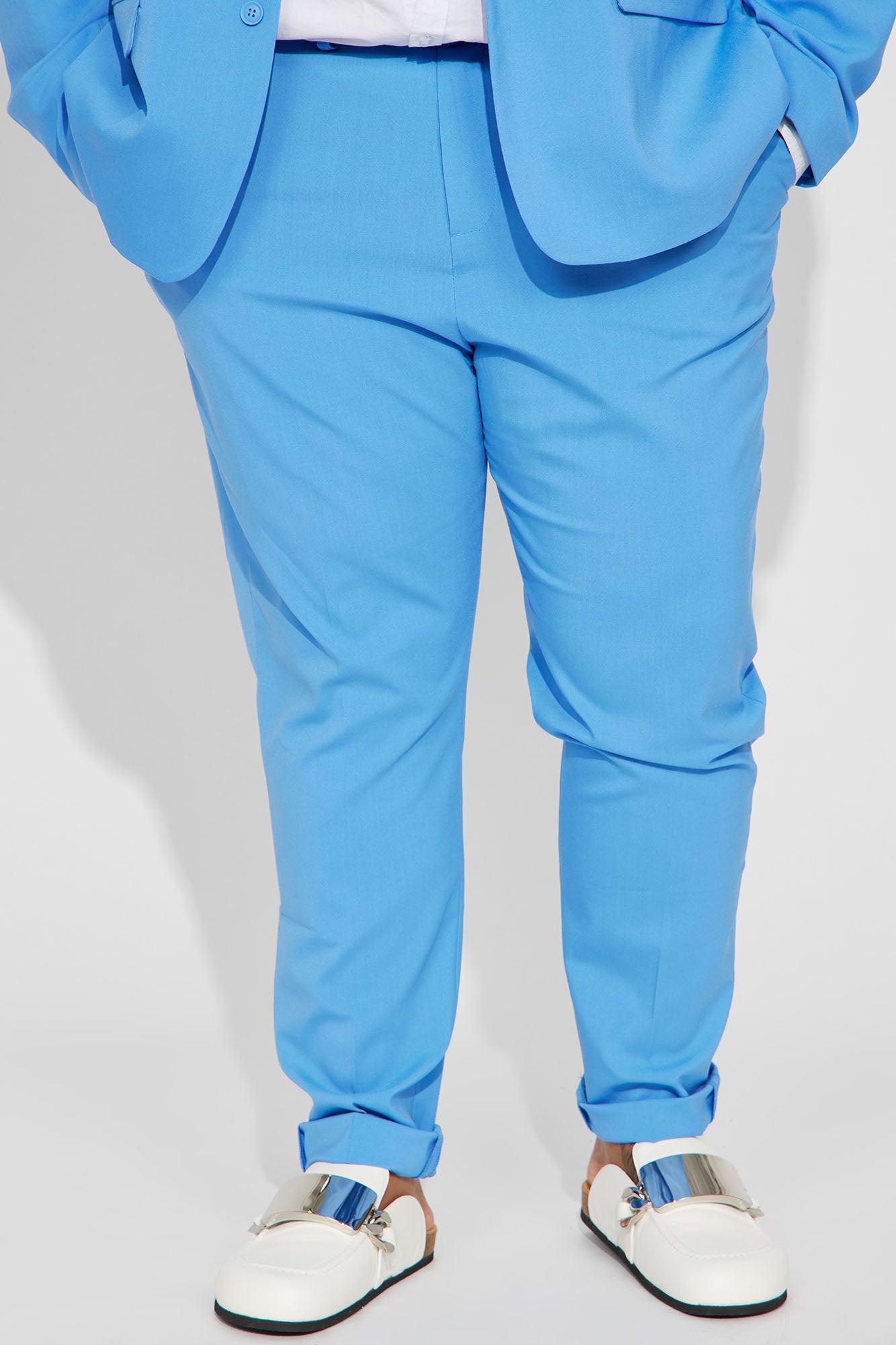 Side Hand Pockets Slim Trouser - Blue