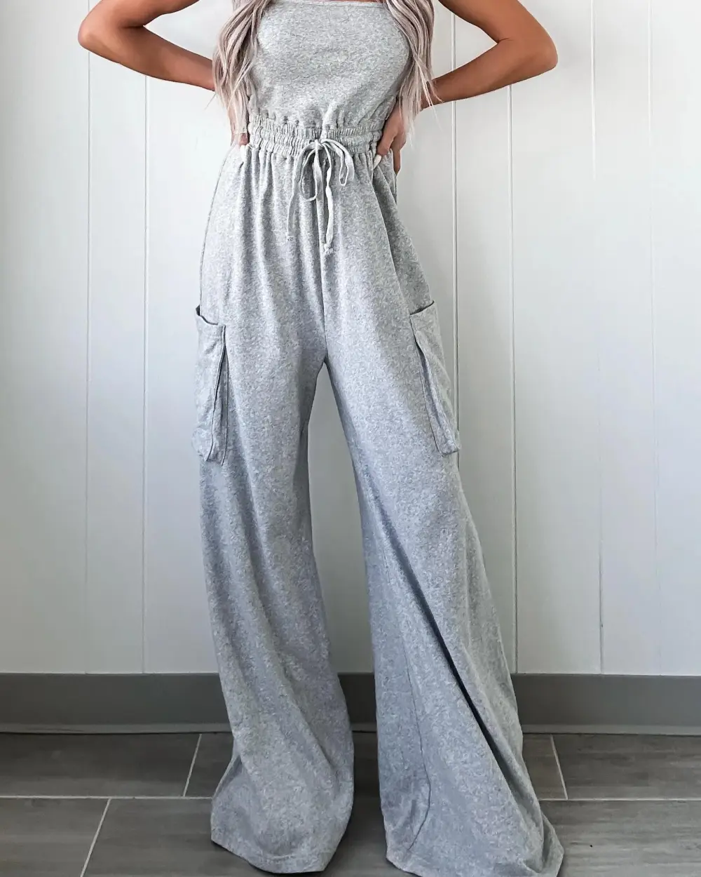 Femme Flair Cargo Jumpsuit - Heather Grey