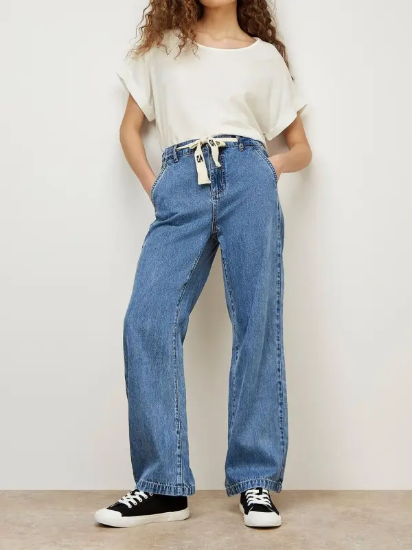 Eva Straight Leg Drawstring Jeans