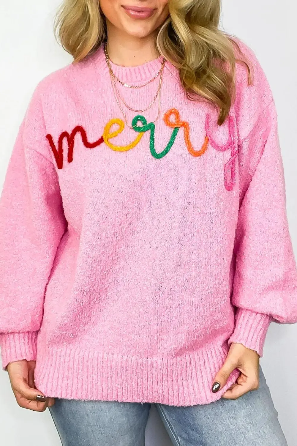 Merry Embroidred Knit Sweater