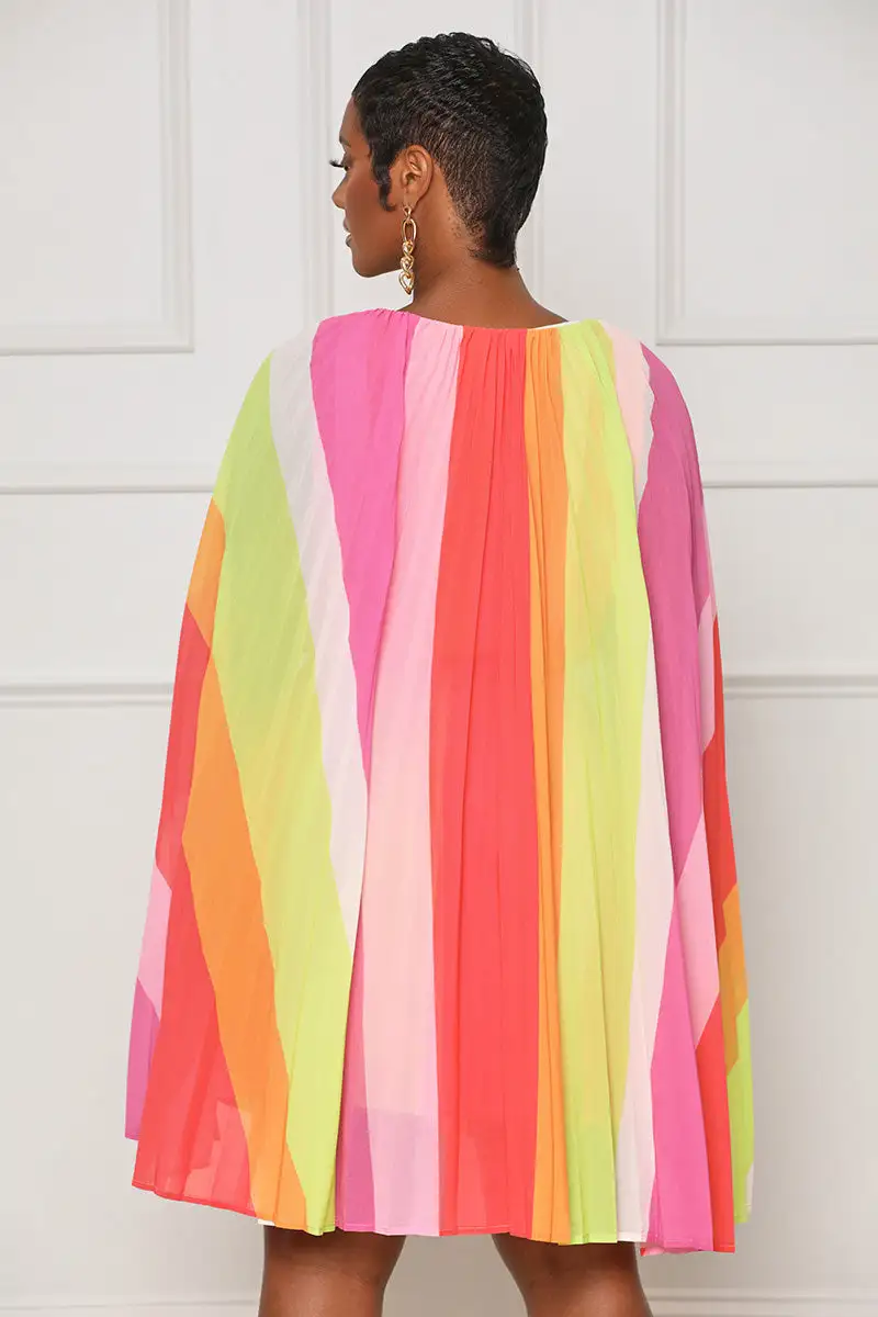 Day Trippin' Pleated Ombre Dress (Red Multi)- FINAL SALE