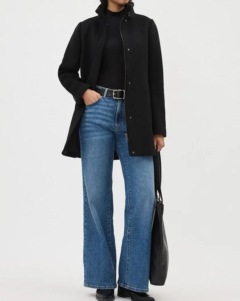 Classic Wool Coat With High Neckline